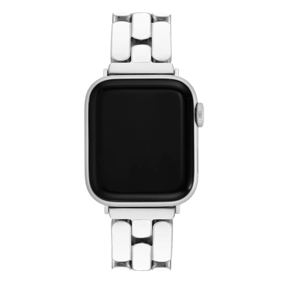 🆕ANNE KLEIN Silver Tone/White Enamel Link Bracelet for Apple Watch